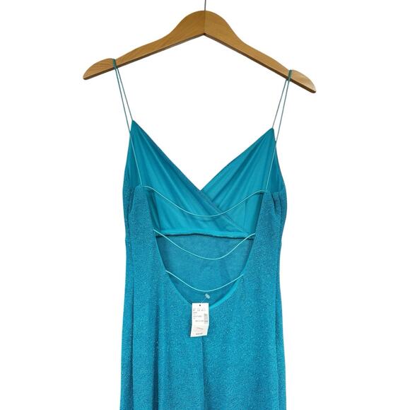 A Fortiori Maurice’s Y2K Open Back Prom Dress Evening Gown Turquoise Sparkle M - Picture 4 of 9